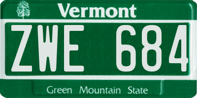 VT license plate ZWE684