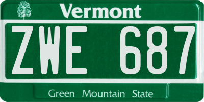 VT license plate ZWE687