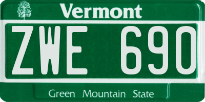 VT license plate ZWE690
