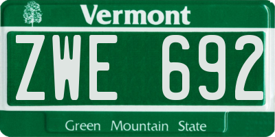 VT license plate ZWE692