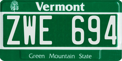 VT license plate ZWE694