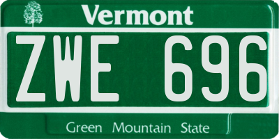 VT license plate ZWE696