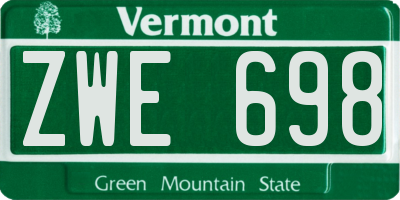 VT license plate ZWE698