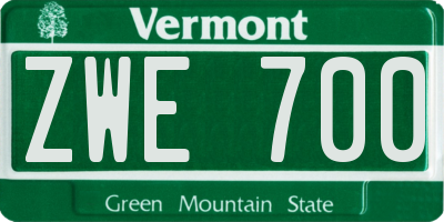VT license plate ZWE700