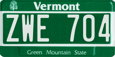 VT license plate ZWE704