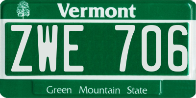 VT license plate ZWE706