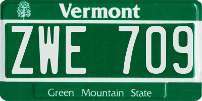 VT license plate ZWE709