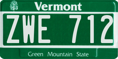 VT license plate ZWE712