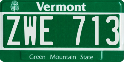 VT license plate ZWE713