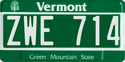 VT license plate ZWE714