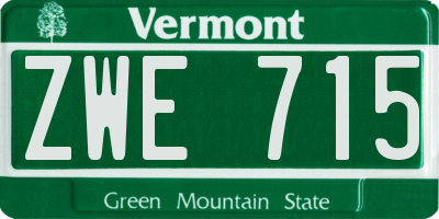 VT license plate ZWE715