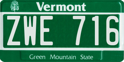 VT license plate ZWE716
