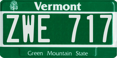 VT license plate ZWE717
