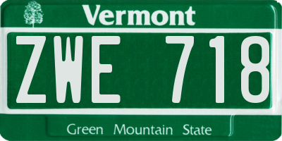 VT license plate ZWE718