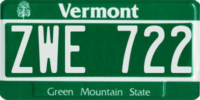 VT license plate ZWE722