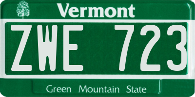 VT license plate ZWE723