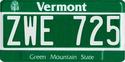 VT license plate ZWE725