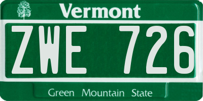 VT license plate ZWE726