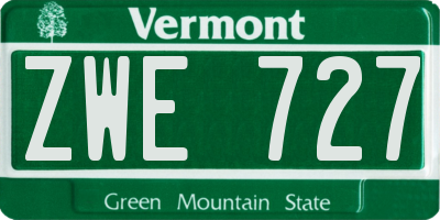 VT license plate ZWE727