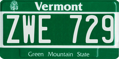 VT license plate ZWE729