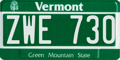 VT license plate ZWE730