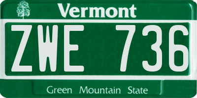 VT license plate ZWE736