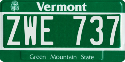 VT license plate ZWE737