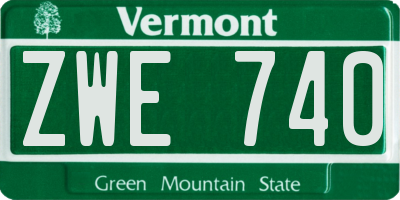 VT license plate ZWE740