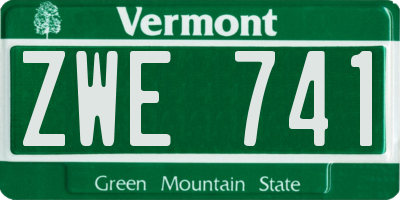 VT license plate ZWE741