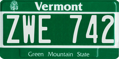VT license plate ZWE742
