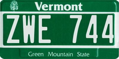 VT license plate ZWE744
