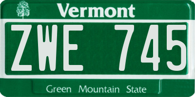 VT license plate ZWE745