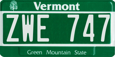 VT license plate ZWE747