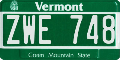VT license plate ZWE748