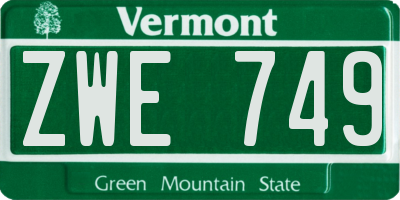 VT license plate ZWE749