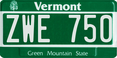 VT license plate ZWE750