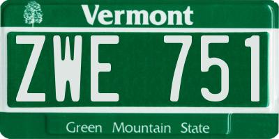 VT license plate ZWE751