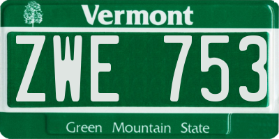 VT license plate ZWE753
