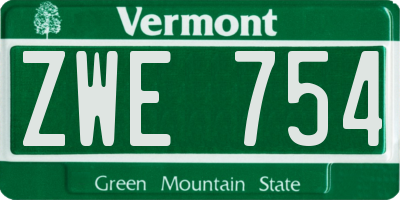 VT license plate ZWE754
