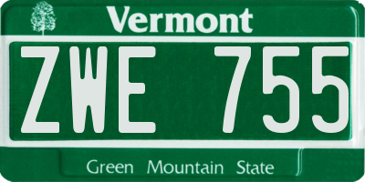 VT license plate ZWE755