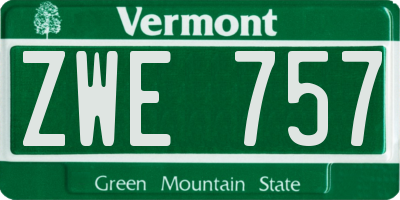 VT license plate ZWE757