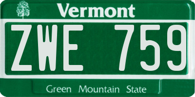 VT license plate ZWE759