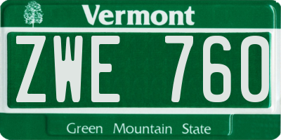 VT license plate ZWE760