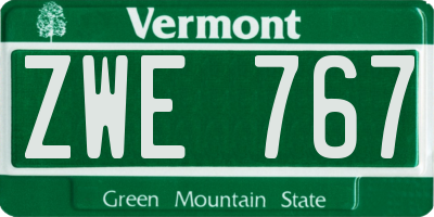 VT license plate ZWE767