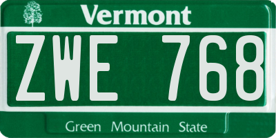 VT license plate ZWE768