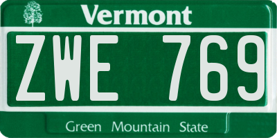 VT license plate ZWE769