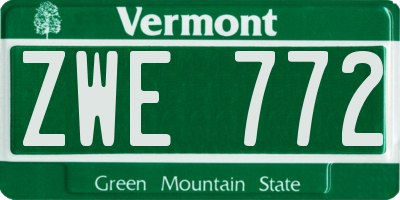 VT license plate ZWE772