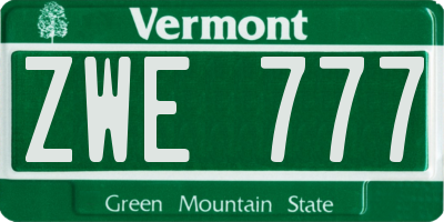 VT license plate ZWE777