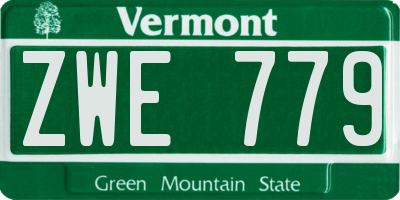 VT license plate ZWE779