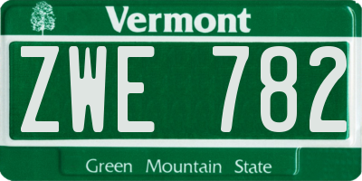 VT license plate ZWE782